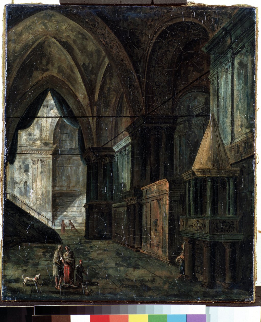 Em uma catedral (Em uma catedral). Pintura de Fyodor Yakovlevich Alexeev (1753-1824). Óleo sobre tela, 35,5 x 30,5 cm de Fyodor Yakovlevich Alexeev