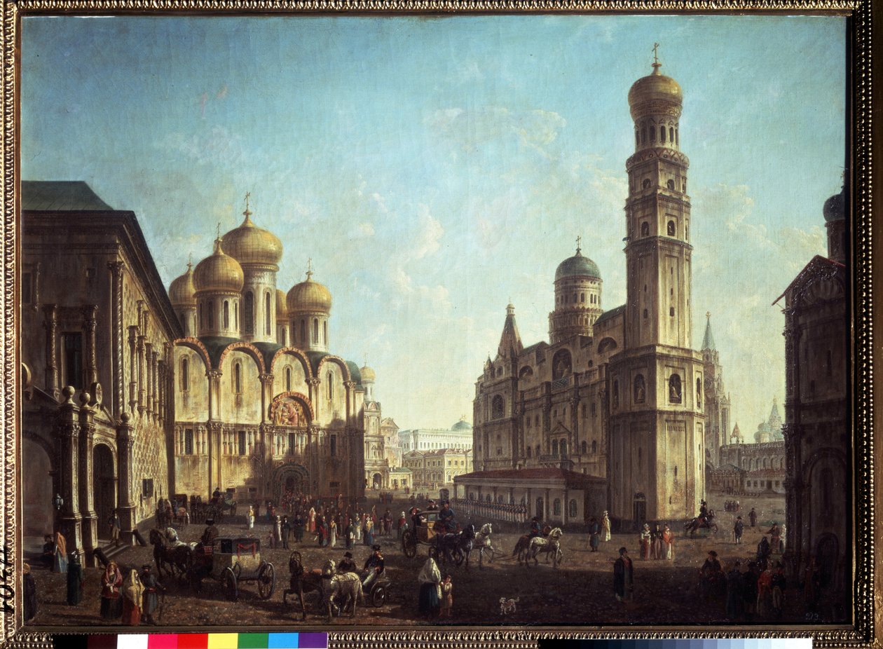 A praça da catedral no Kremlin de Moscou. Pintura de Fyodor Yakovlevich Alexeev (1753-1824). Óleo sobre tela, 81,5 x 112 cm. classicismo artístico russo. Galeria Estatal Tretyakov, Moscou. de Fyodor Yakovlevich Alexeev