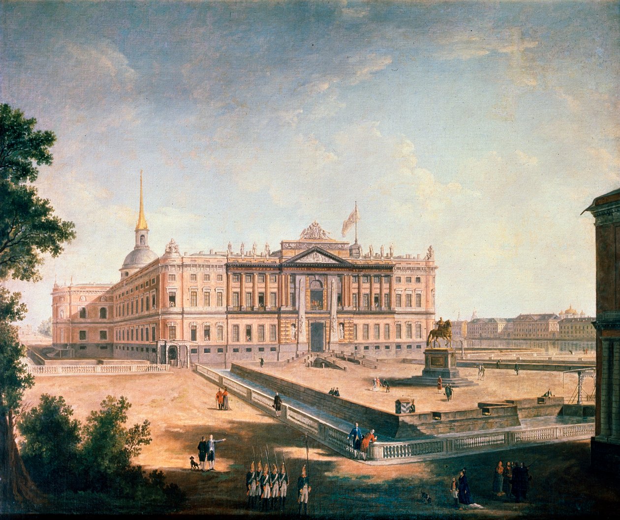 Vista do Palácio de Michael e da Praça Connetable, São Petersburgo, c1800 de Fyodor Yakovlevich Alexeev