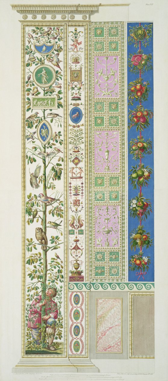 Painel do Rafael no Vaticano, de &39;Delle Loggie por Rafael no Vaticano&39;, gravado por Giovanni Ottaviani (c.1735-1808), publicado c.1772-77 (gravura colorida à mão) de G. and Camporesi, P. Savorelli