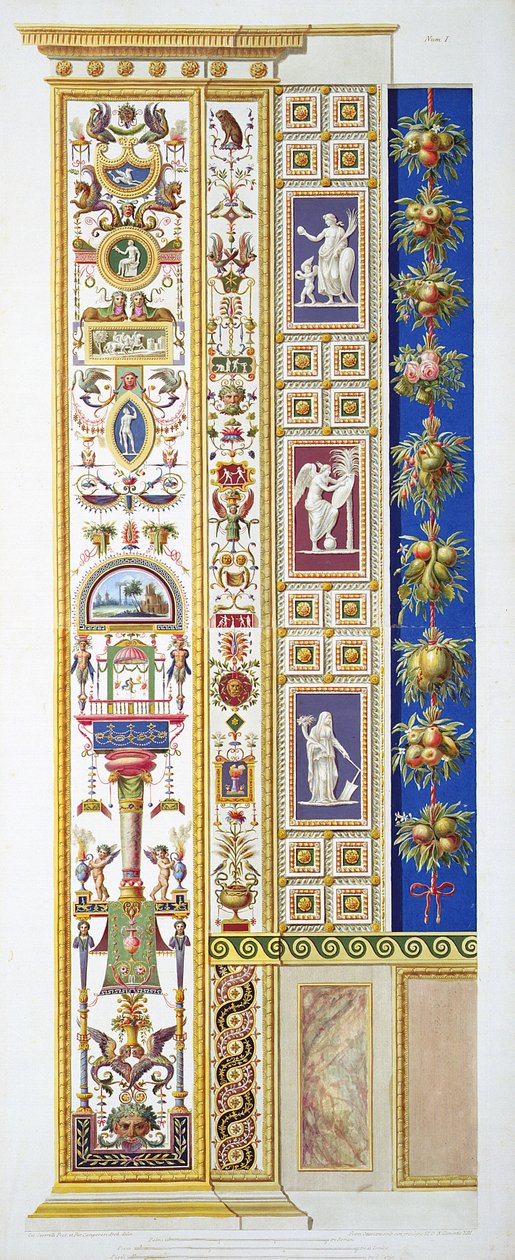 Painel do Rafael no Vaticano, de &39;Delle Loggie por Rafael no Vaticano&39;, gravado por Giovanni Ottaviani (c.1735-1808), publicado c.1772-77 (gravura colorida à mão) de G. and Camporesi, P. Savorelli