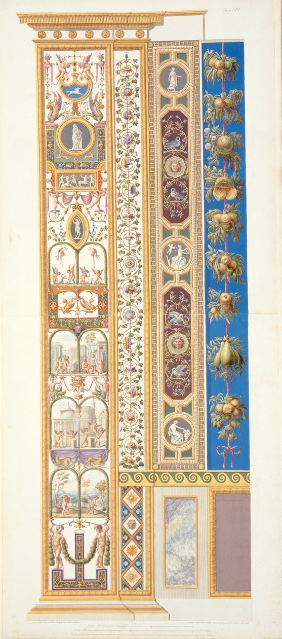 Painel do Rafael no Vaticano, de &39;Delle Loggie por Rafael no Vaticano&39;, gravado por Giovanni Ottaviani (c.1735-1808), publicado c.1772-77 (gravura colorida à mão) de G. and Camporesi, P. Savorelli