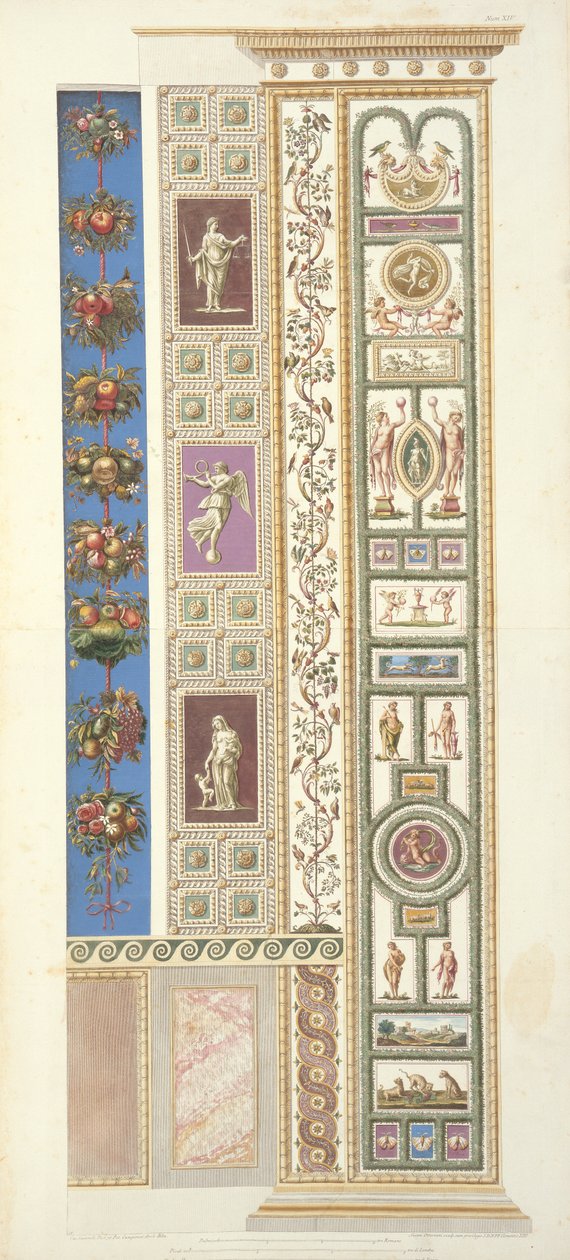 Painel do Rafael no Vaticano, de &39;Delle Loggie por Rafael no Vaticano&39;, gravado por Giovanni Ottaviani (c.1735-1808), publicado c.1772-77 (gravura colorida à mão) de G. and Camporesi, P. Savorelli