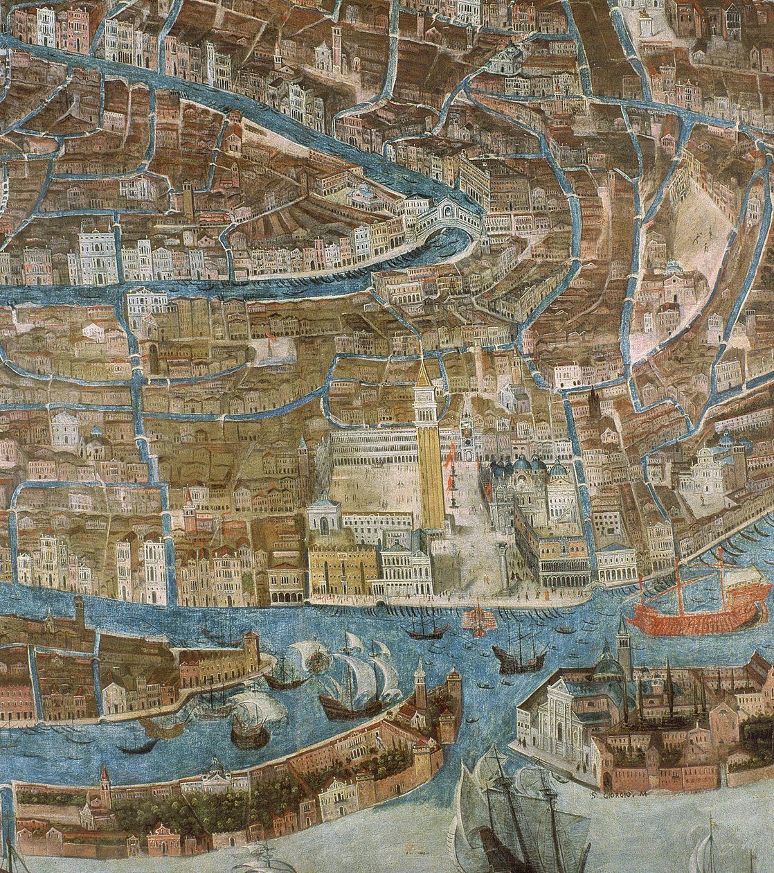 Mapa de Veneza, primeira metade do século XVII (painel) (detalhe de 64062) de G. Barzenti