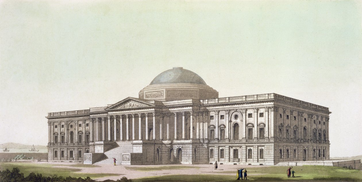 Washington, o Capitólio, de &39;O traje antigo e moderno&39; por Jules Ferrario, c.1820 de G. Castellini