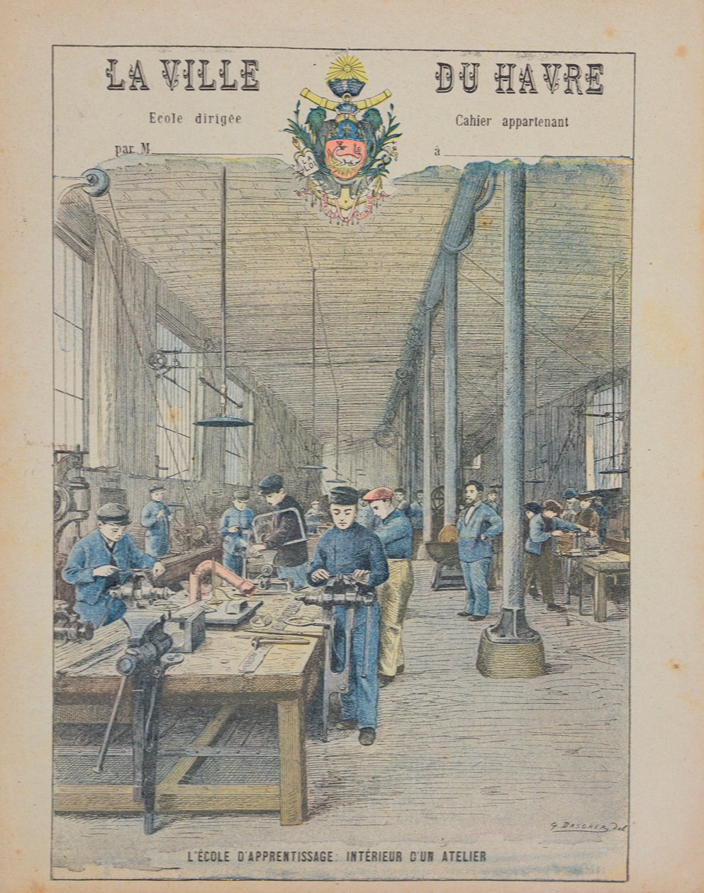 Escola do Aprendiz, Interior de um Workshop, capa de um livro escolar de G. Dascher