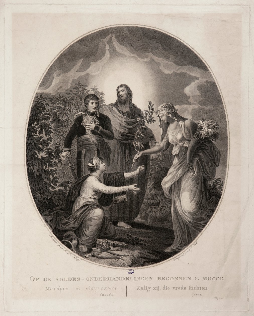 Alegoria, Bonaparte trazendo a paz para a Holanda em 1800 de G. Kok