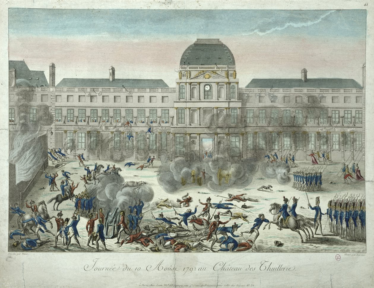 Castelo das Tulherias, 10 de agosto de 1792, gravado por Jourdan de G. Texier