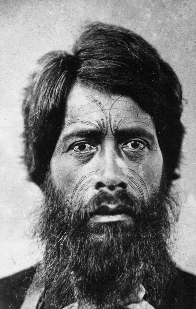 Homem com Tatuagem Facial &39;Te Moko&39;, 1860 de G. W. Bishop