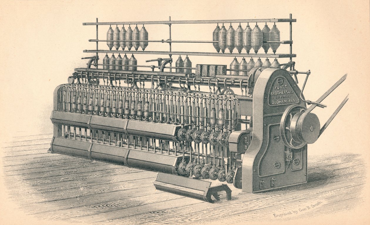 Acabamento do Roving Frame, por Platt, Brothers & Co. Oldham