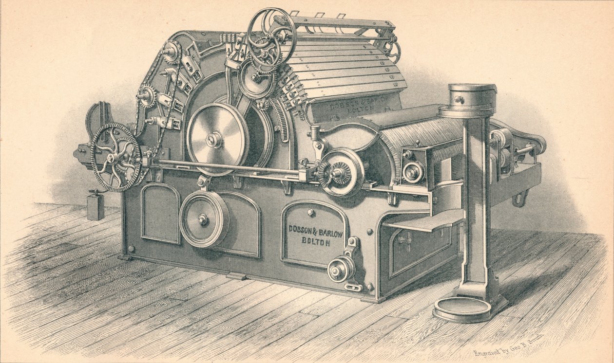 Motor de cardação auto-decapante, por Dobson e Barlow Bolton