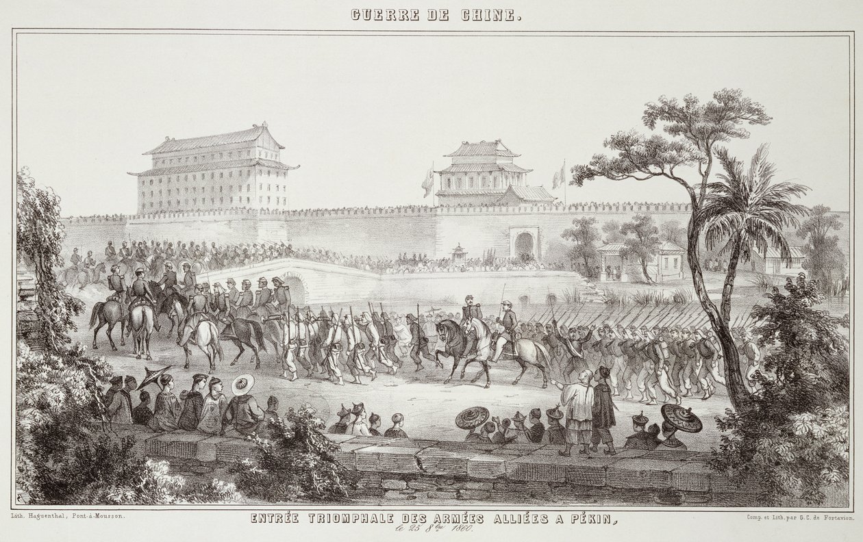 A entrada triunfal dos exércitos aliados em Pequim, 25 de outubro de 1860, da guerra na China, 1862 de G.C. de Fortavion