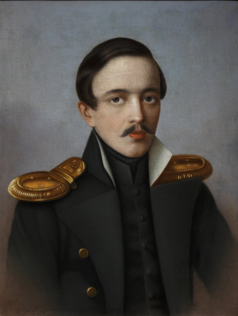 Retrato do poeta Mikhail Lermontov 1814-1841, 1887 de G.F. Krylov