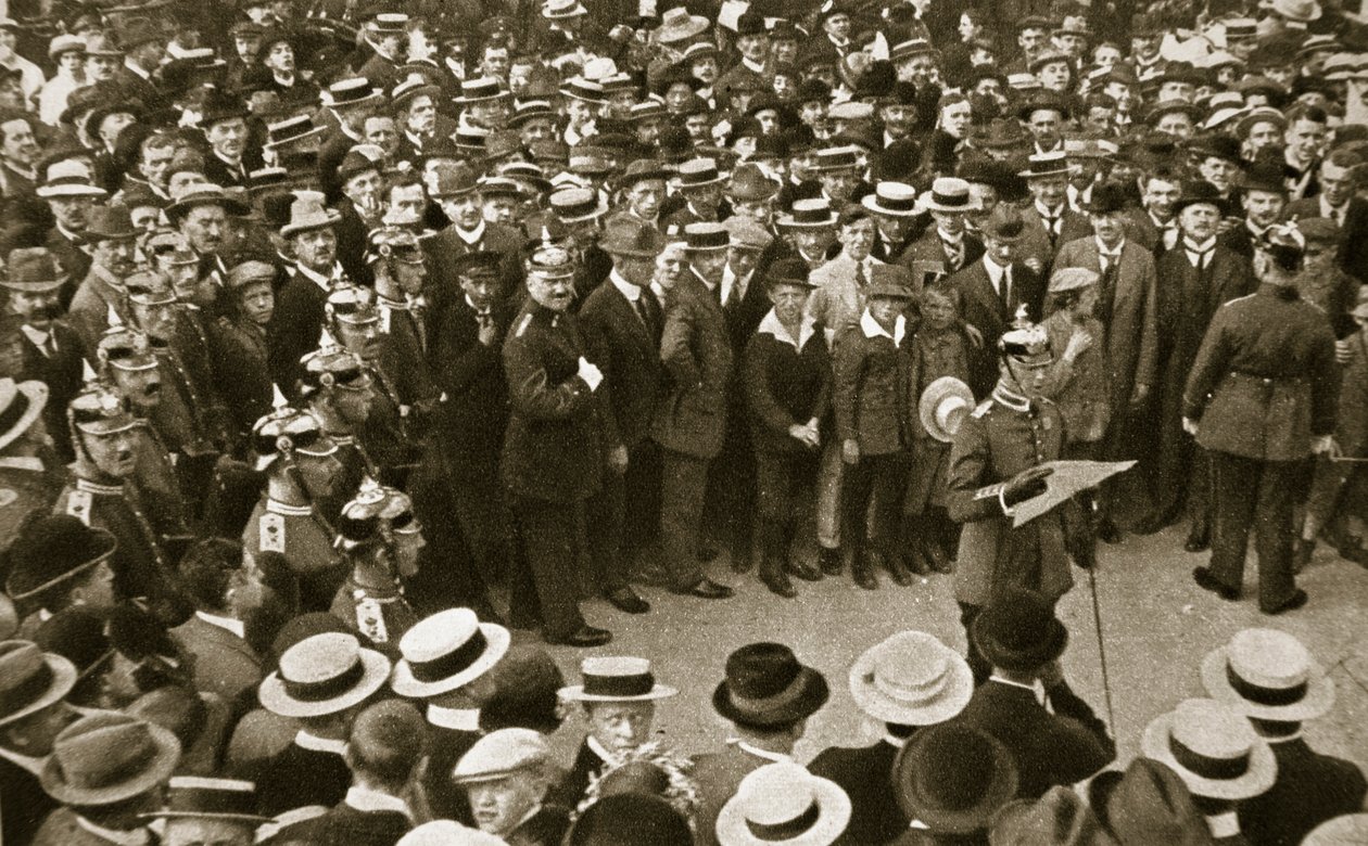 A proclamação de guerra do Kaiser sendo lida, Berlim, Alemanha, 4 de agosto de 1914 de GPA