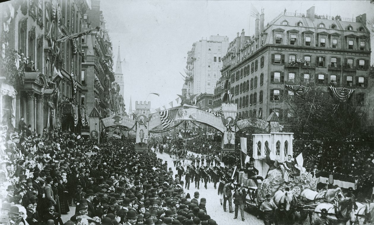 Celebração do Centenário da Inauguração de George Washington (1732-99) Nova York, 30 de abril de 1889 de G.P. Hall und Sohn