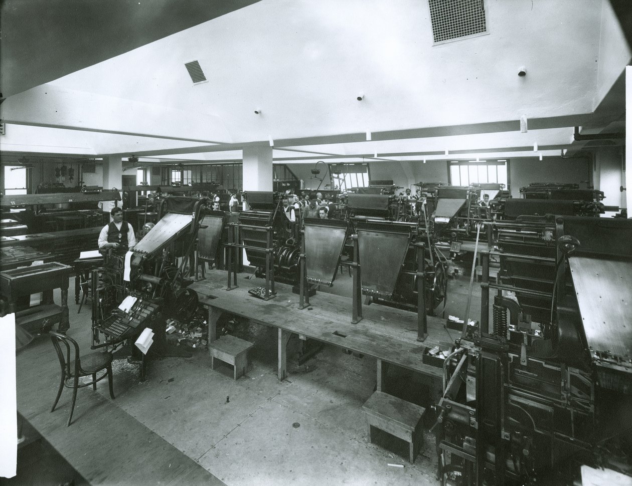 Sala de Imprensa do New York Evening Post (foto de gelatina prateada) de G.P. Hall und Sohn