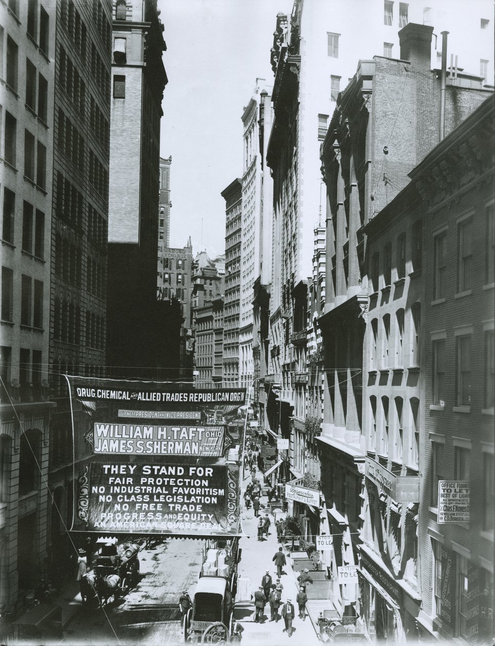 Taft e Sherman Banner em Maiden Lane, Nova York, 1908 de G.P. Hall und Sohn