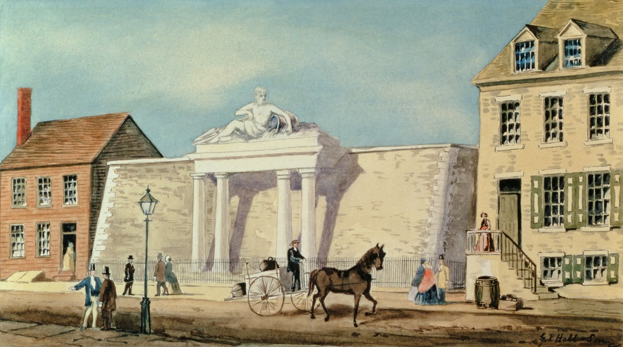 O reservatório da empresa de Manhattan, 1825 de G.P. Hall und Sohn