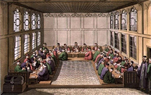 O Ministério Público das Finanças, placa 17 da Parte III, Volume I de "A História das Nações", gravada pelo artista (aquatint) de G. Alluisetti