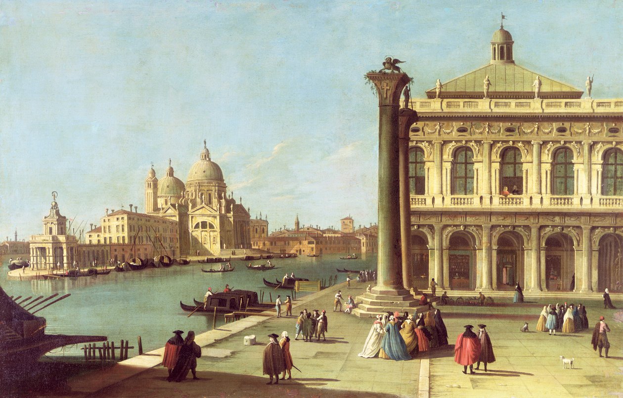 Entrada para o Grande Canal, Veneza, com a Piazzetta e a Igreja de Santa Maria della Salute de G. Canaletto