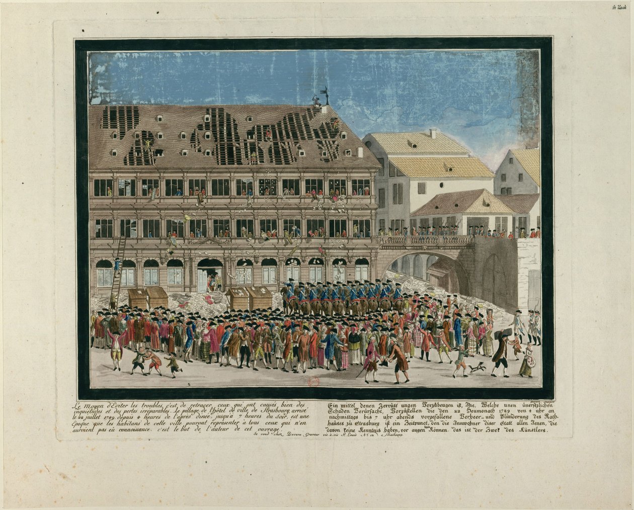 O dia de 21 de julho de 1789. O assalto à prefeitura de Estrasburgo em 21 de julho de 1789, c. 1790. de G. Devere