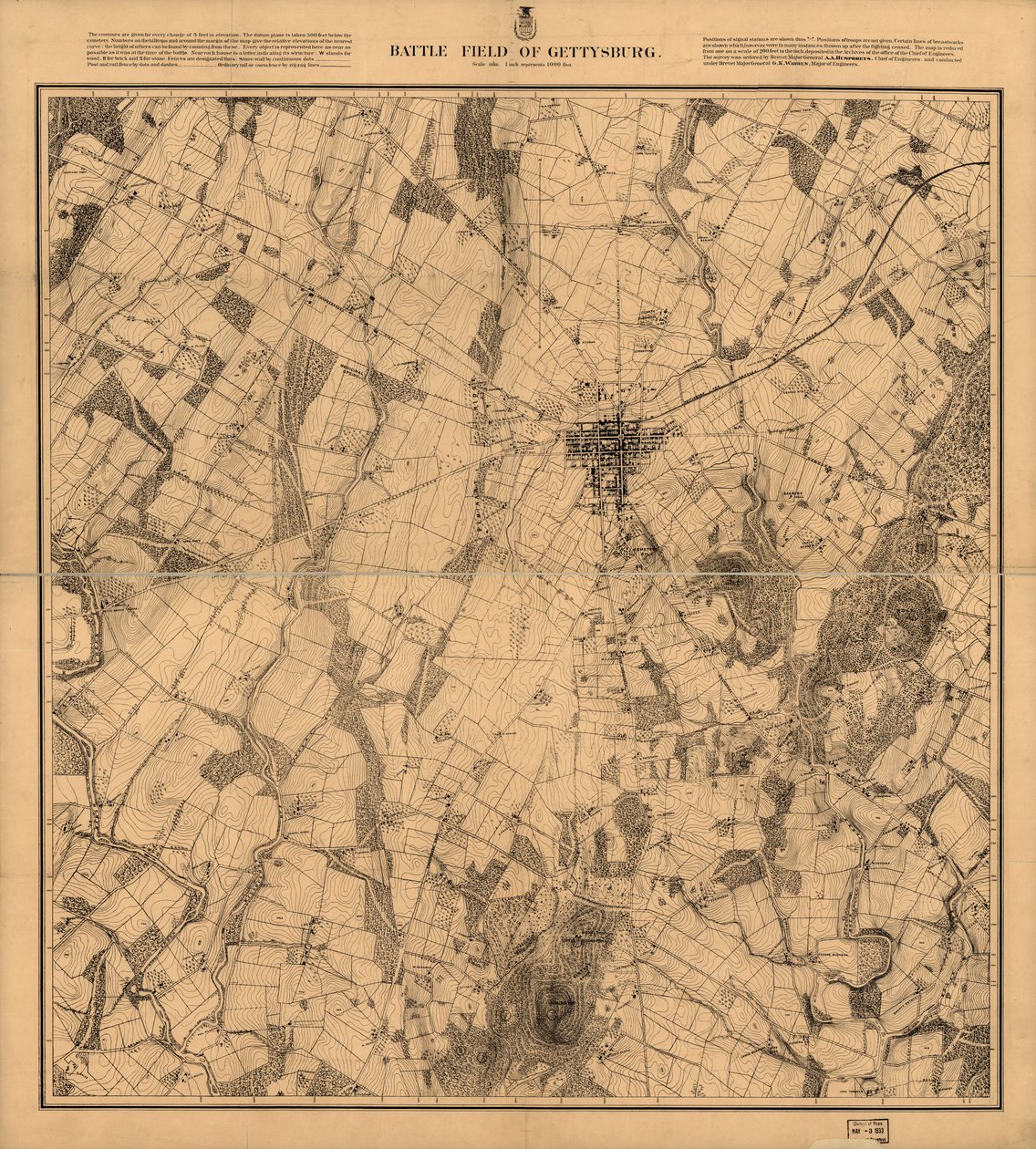 Campo de batalha de Gettysburg. de G. K. Warren