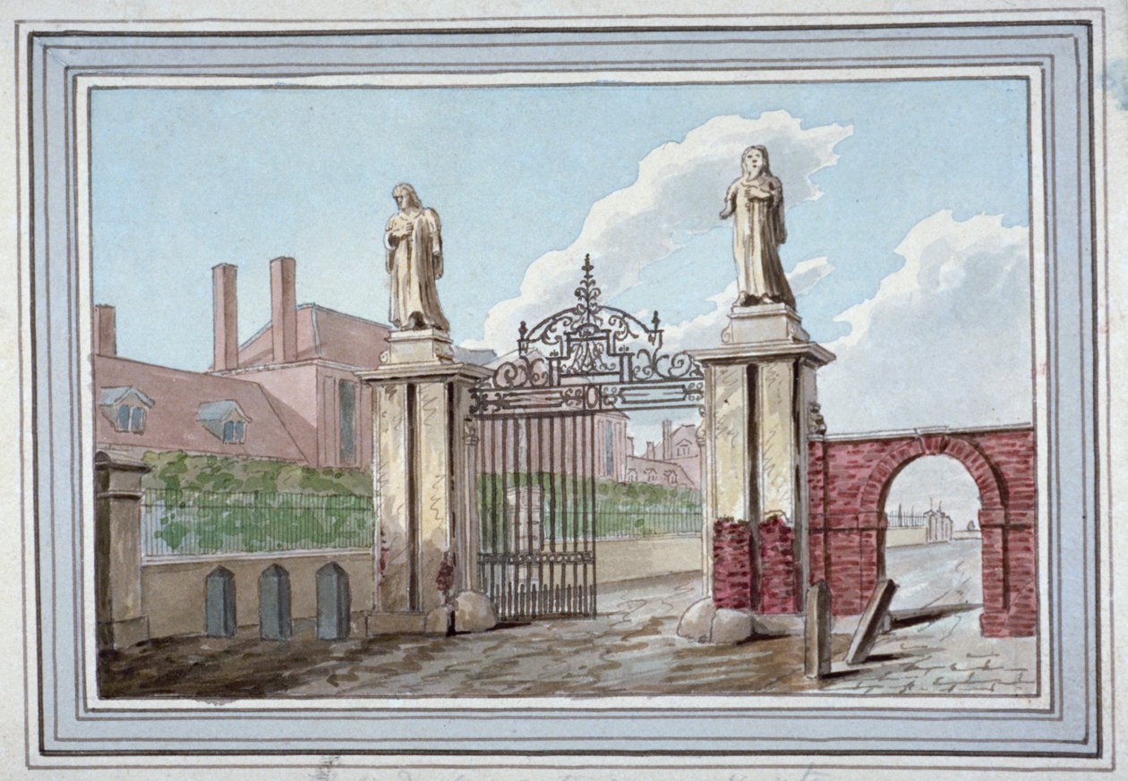 Entrada para Almshouses dos Armarinhos em Pitfield Street, Shoreditch, Londres, c1830 de G Yates