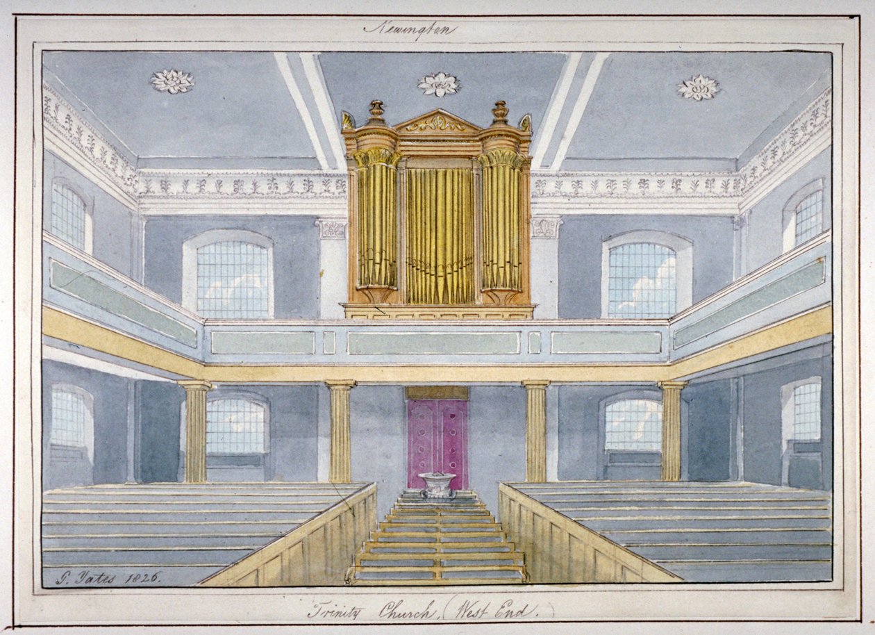 Interior da Igreja da Santíssima Trindade, Newington, Southwark, Londres, 1826 de G Yates