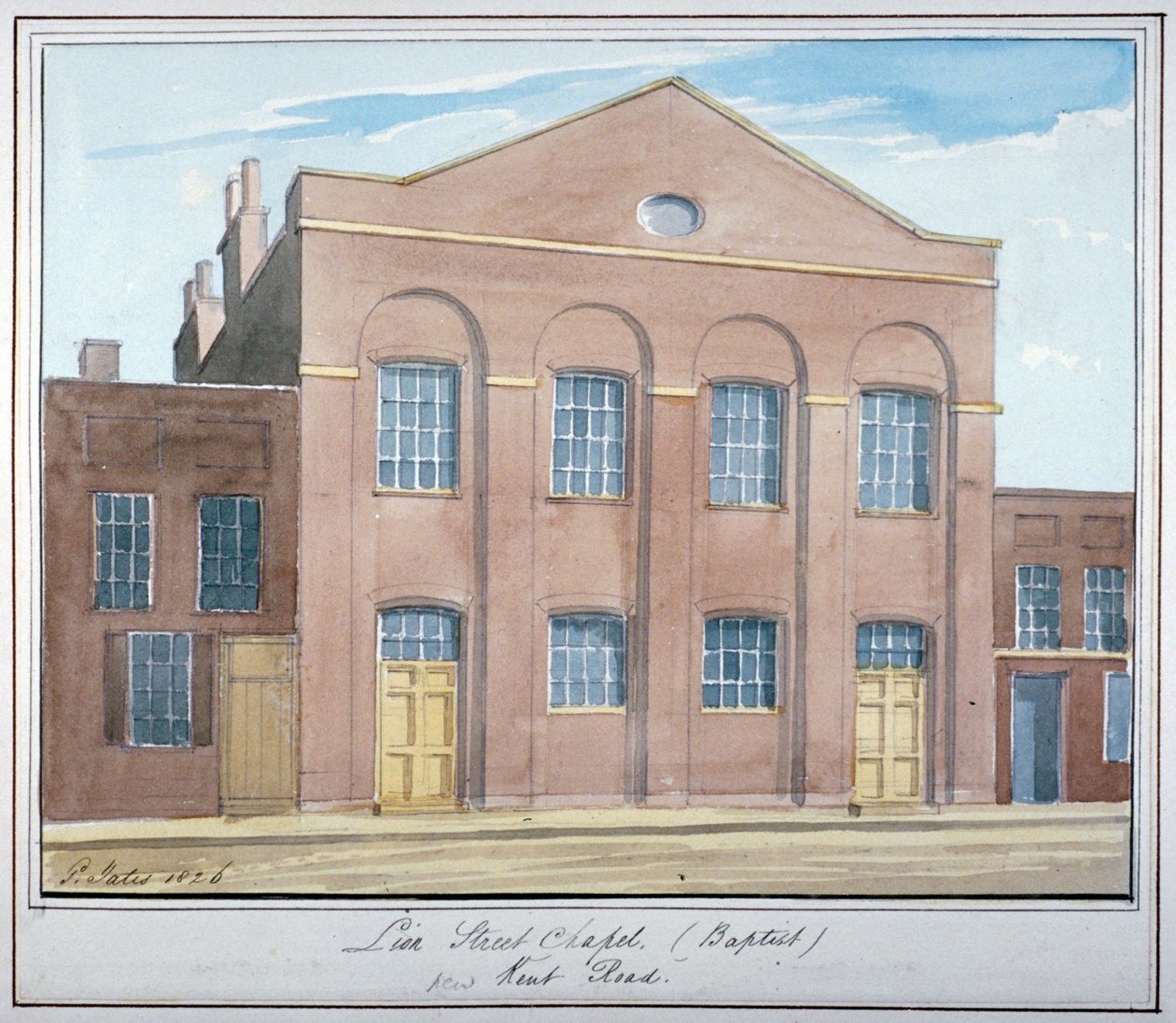 Capela Batista da Lion Street, na New Kent Road, Southwark, Londres, 1826 de G Yates