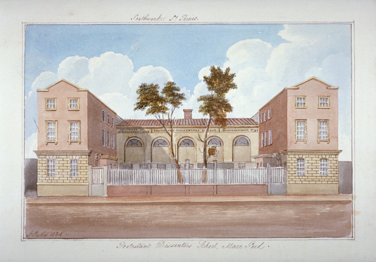 A Escola dos Dissidentes Protestantes, Maze Pond, Bermondsey, Londres, 1825 de G Yates