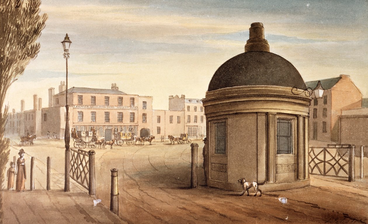 O Turnpike em New Kent Road, Southwark, Londres, 1825 de G Yates