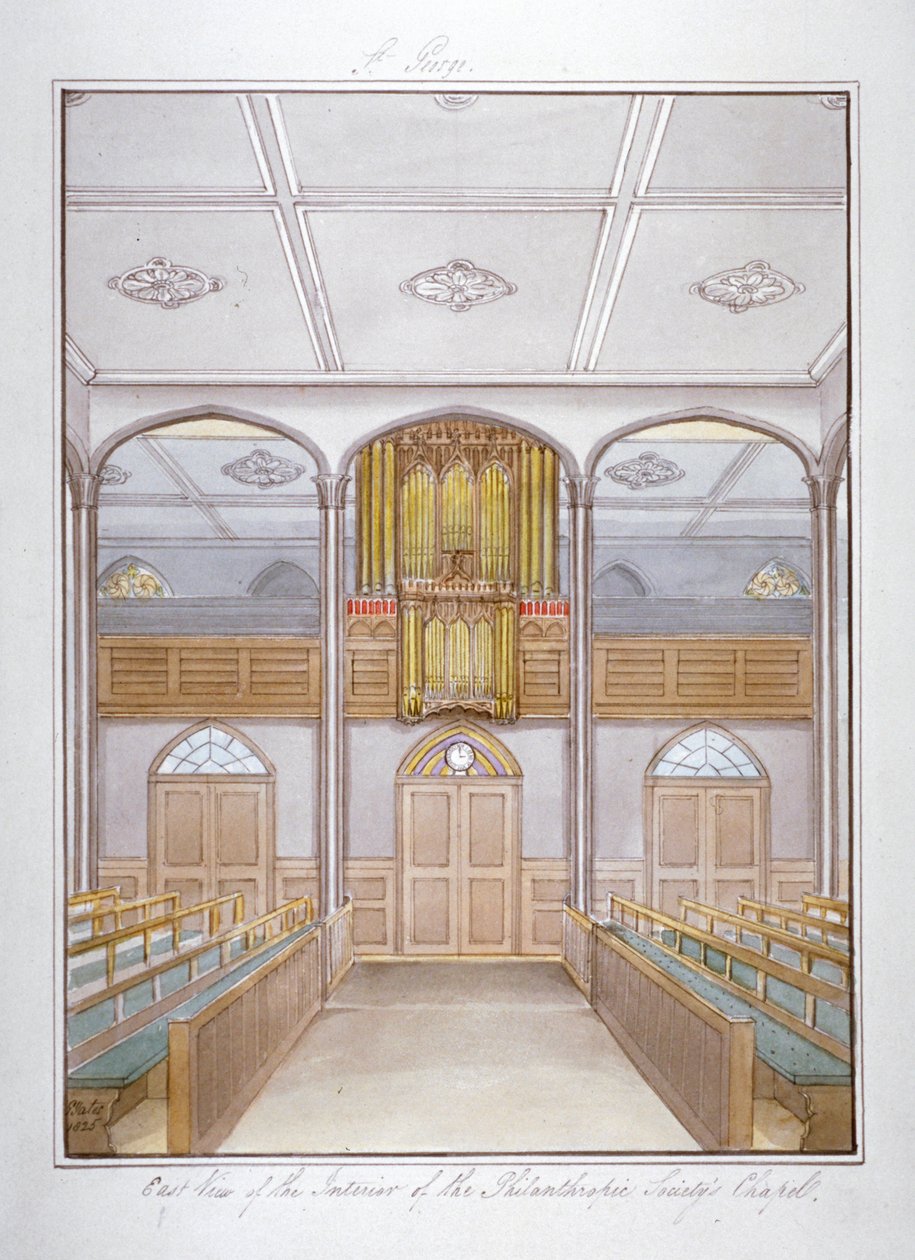A capela na Philanthropic Society Institution em London Road, Southwark, Londres, 1825 de G Yates