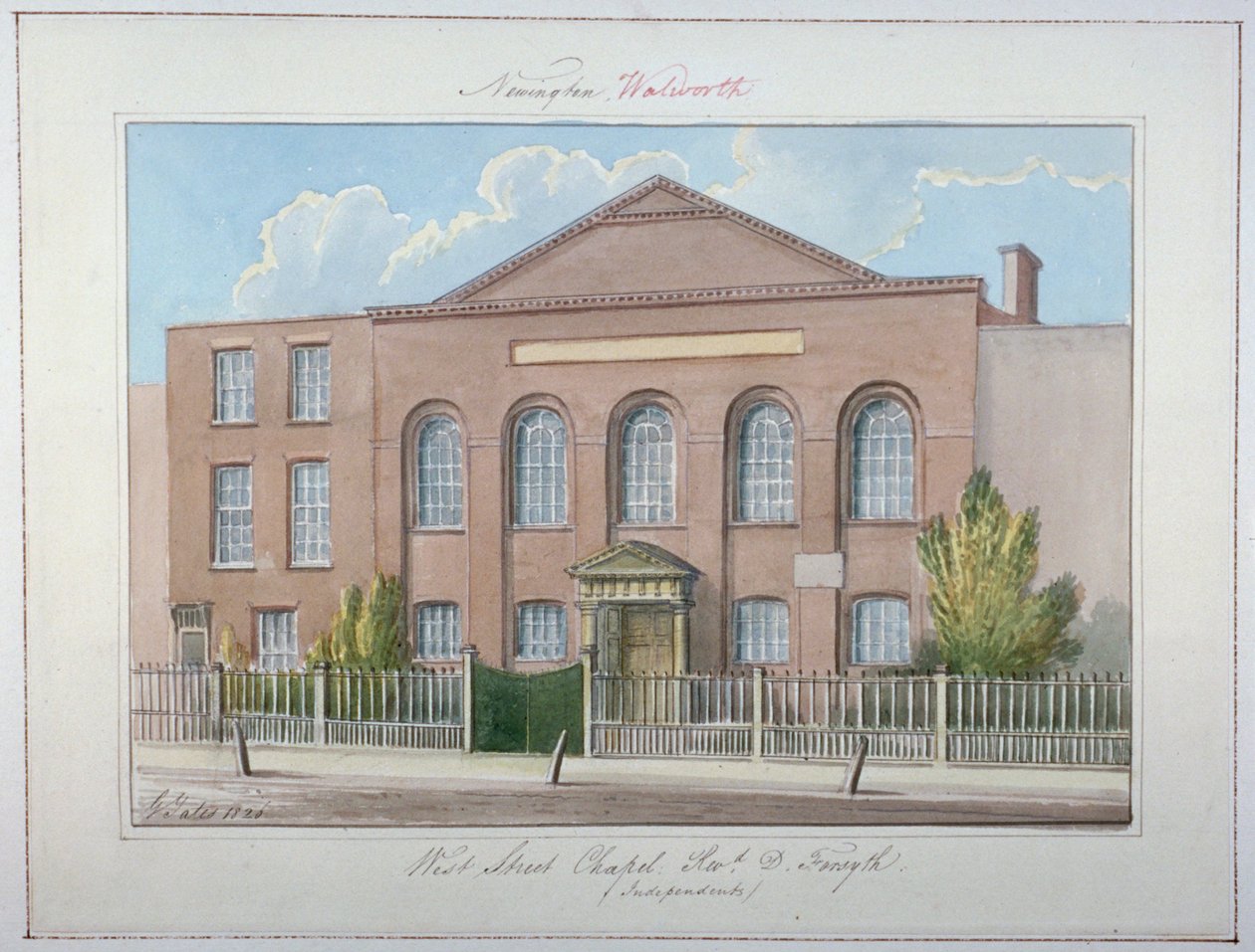Capela Independente de West Street, Southwark, Londres, 1826 de G Yates