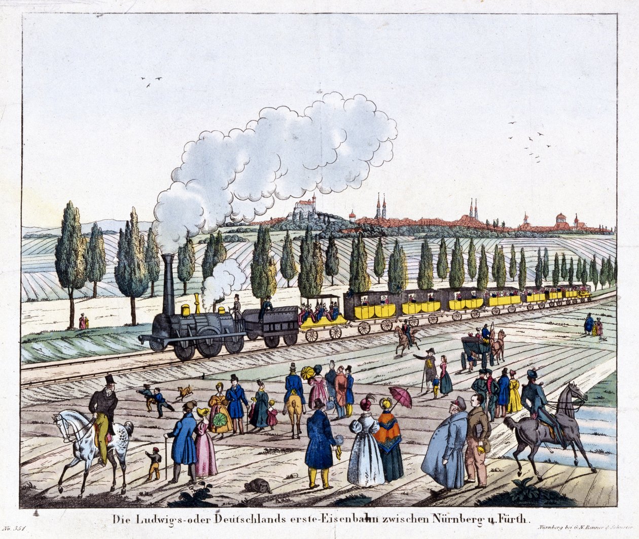 Abertura da Ferrovia Nuremberg-Furth, 7 de dezembro de 1835 de G. after Renner