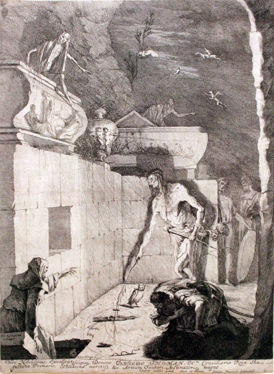 Saul fala com o fantasma de Samuel com a bruxa de Endor de Gabriel Ehinger