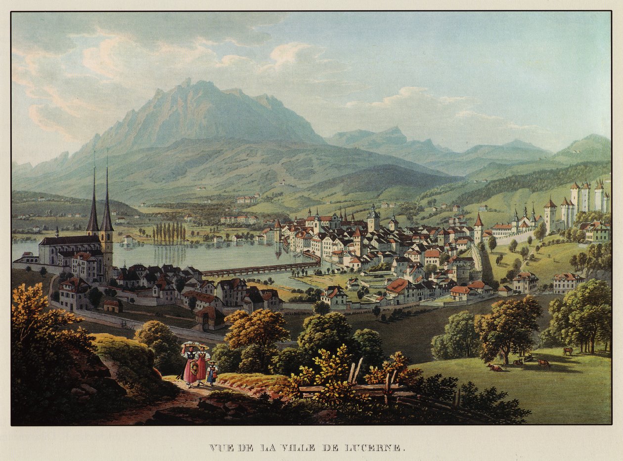 Vista, de, cidade, para, lucerne de Gabriel Ludwig Lori