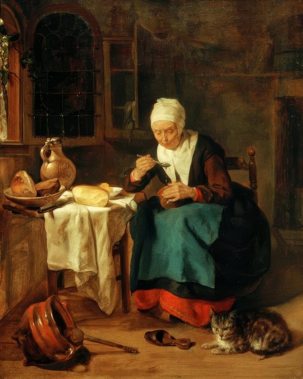 Mingau comer mulher de Gabriel Metsu