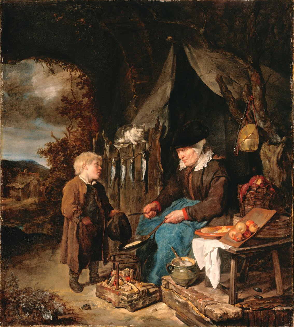 O padeiro da panqueca com um menino de Gabriel Metsu