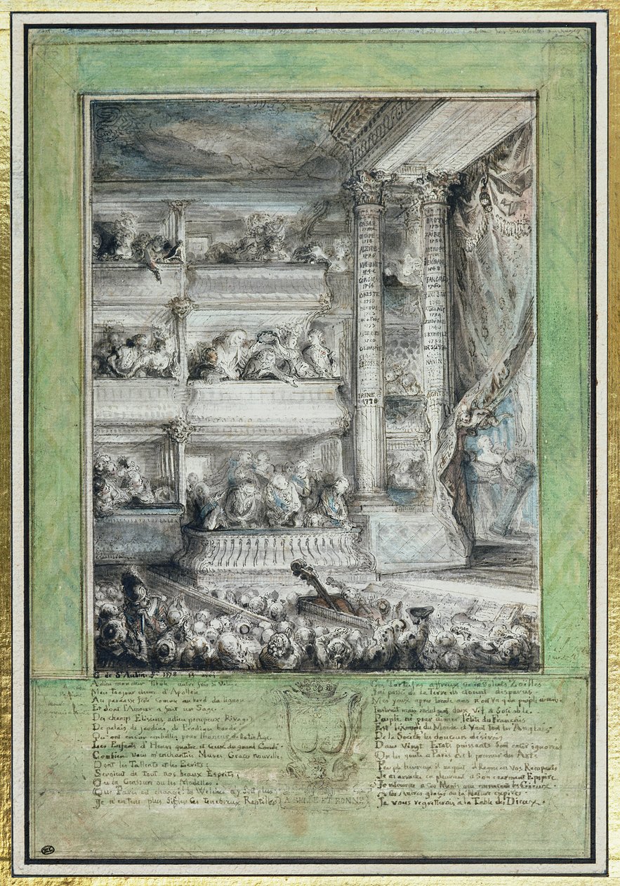 A coroação de Voltaire no Teatro Francais de Gabriel de Saint Aubin