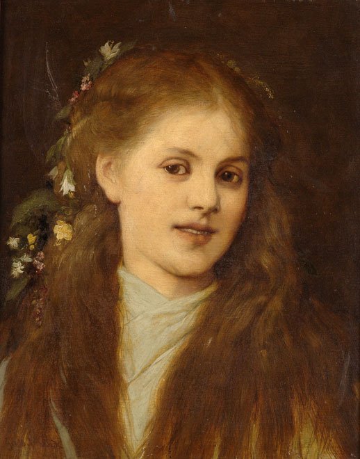 Menina, com, cabelo florido de Gabriel von Max