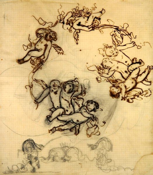 Putti, estudo para uma decoração de teto na sala de jantar do Palais D