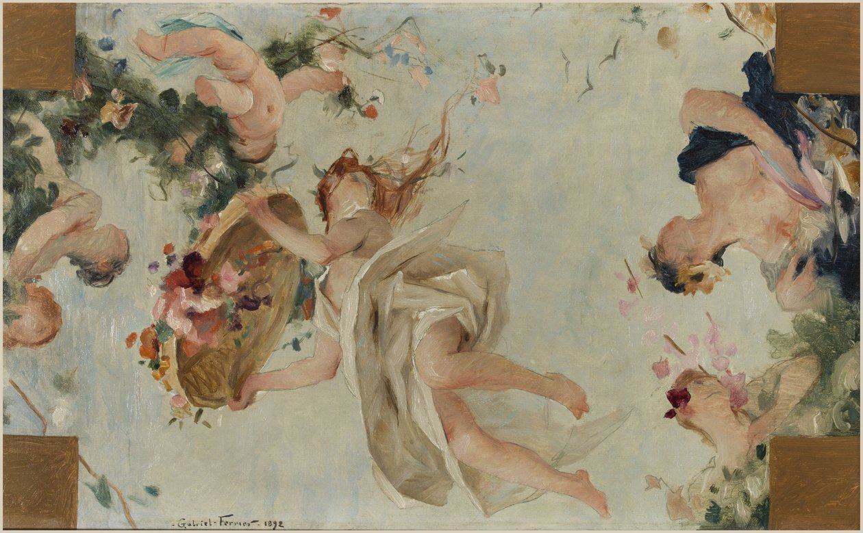 Esboço para a Salle des Fêtes no Hôtel de Ville de Paris: Les Fleurs de Gabriel Joseph Marie Augustin Ferrier