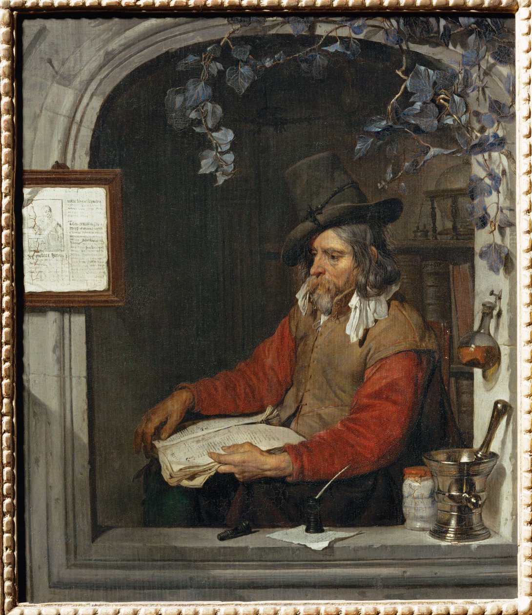 O boticário, também conhecido como o químico ... de Gabriel (attr. to) Metsu
