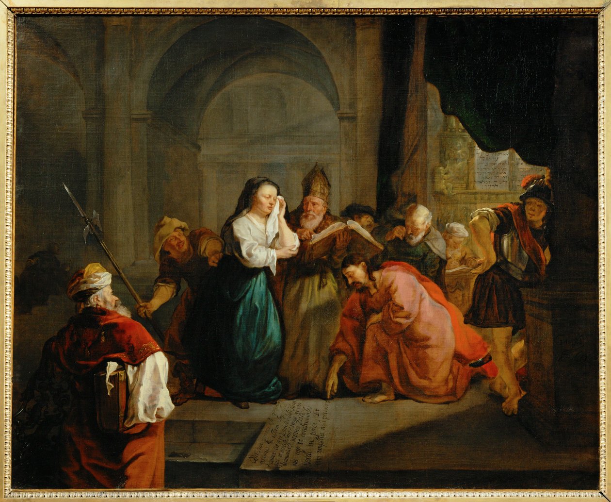 Le Christ et la femme adultere - Cristo e a mulher adúltera ... de Gabriel (attr. to) Metsu