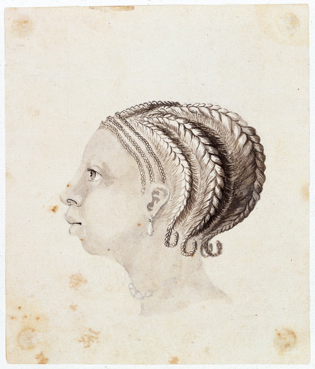 Cabeça de uma mulher da África Ocidental, c.1775 (aguarela) de Gabriel Bray