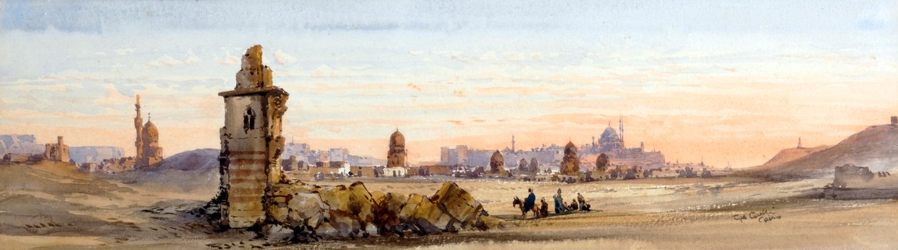 Túmulos dos Mamelucos, Vale dos Khalifs, Cairo (aguarela) de Gabriel Carelli