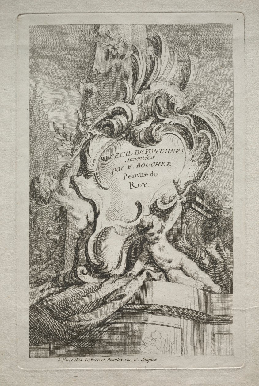 Livro das Fontes: Nº 1, Página do Título, c. 1736 de Gabriel Huquier