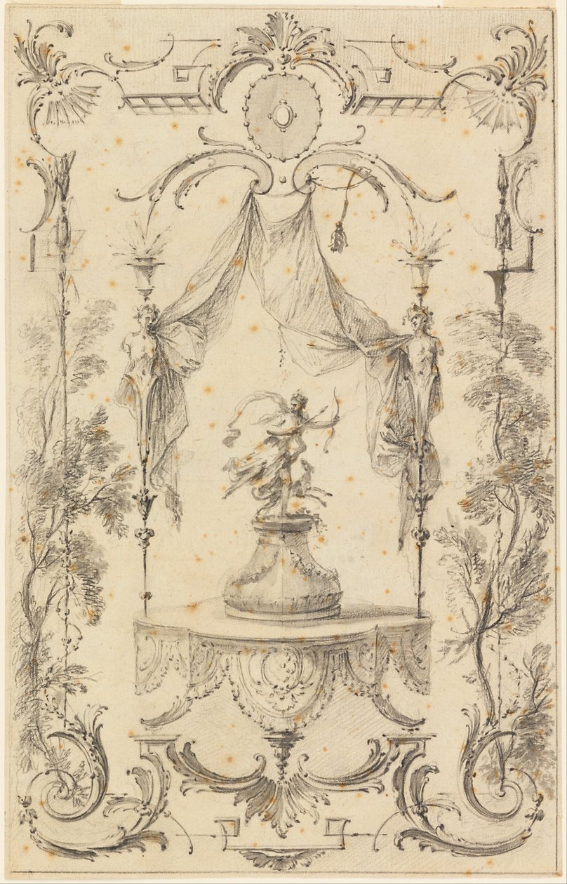 Desenho para painel de parede sobre o tema de Diana de Gabriel Huquier