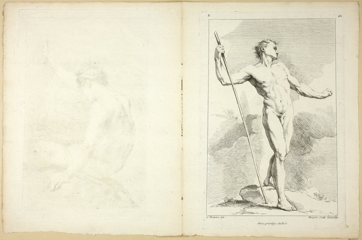 Figura (reto e verso), do Segundo livro de figuras das Academias gravada em parte pelos Professores da Real Academia de Gabriel Huquier