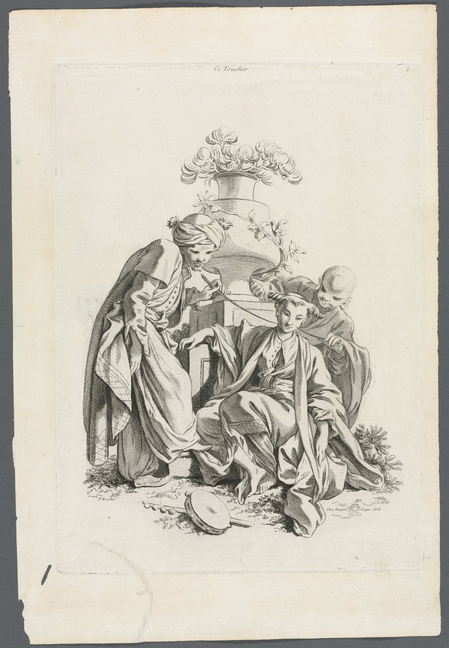 Os sentidos: toque após Boucher, 1700. de Gabriel Huquier